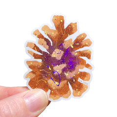 Lot of 5 Weatherproof Vinyl Stickers: Splatter Paint Forest Pinecone