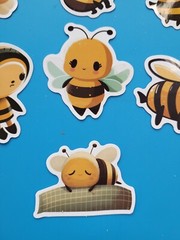 STICKERS x 10 Honey Bee Apiculture Beehive Cartoon Bees Vinyl Sticker B12B