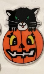 4 Vintage 1980’s Halloween Puffy Stickers- Cat Ghost Pumpkin Skeleton