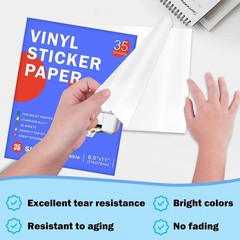 Durable & Easy-Cut 35 Sheets Vinyl Sticker Paper for Vibrant Inkjet Designs