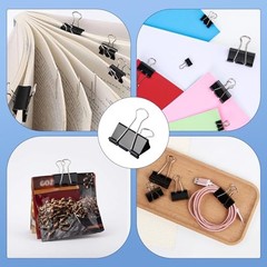124 Pcs Black Small Binder Clips, 3/4inch(19mm) Mini Binder Clips Paper Clamps