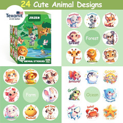 3 Rolls Animal Stickers for Kids, 1500 PCS Kids Stickers Bulk for Toddlers 2-4,