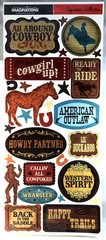 Creative Imaginations Western Stickers Cowboy Outlaw Scrapbooking Die Cut NOS