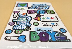 Keepsake Essentials BABY BOY Stickers Stroller, Rattle 2-Sheets Scrapbook, NEW