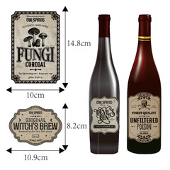 Beverage Bottle Label Waterproof Scary Stickers For Halloween Horror Theme Decor