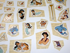 LOT OF 45 VINTAGE VERY RARE DISNEY WORLD CUT ALADDIN STICKERS NEW & UNUSED!
