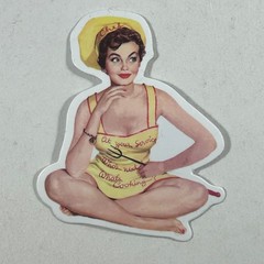 Sticker Retro Pin Up Waitress Chef Diner Girl 1950s Style Yellow Apron Die Cut