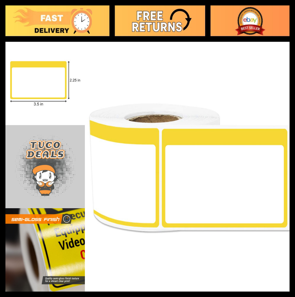 Yellow Name Tag Stickers – 900 Count, 2.25″x3.5″, Blank Labels for Classroom & O