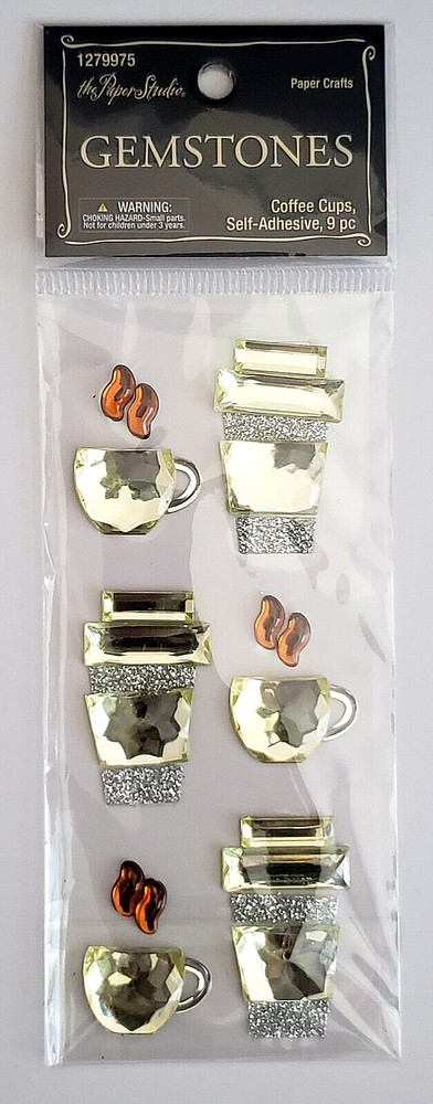 The Paper Studio GEMSTONES Coffee Cups Rhinestones Stickers – 9 pcs