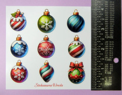 Christmas Ornaments Snowflakes & Stripes Sticker Sheet