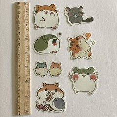 7 Multicolor Waterbottle Diary Stickers Set – Cartoons, Animals, Hamster Designs