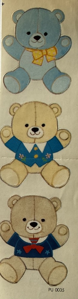 TEDDYBEAR Stickers(3pc)Stuffed Animal•Toys•Children•Bows •Kids•Card Making•