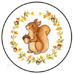SQUIRREL WREATH ENVELOPE SEALS LABELS STICKERS PARTY FAVORS