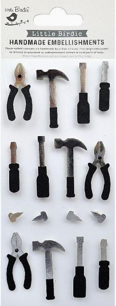 Tools DIY Handyman Hammer Pliers Socket Screwdriver Screw Little Birdie Stickers