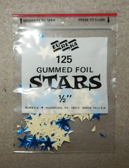 3 Packs Vintage Blue Star Foil Gummed Stickers (1/2″, 125 per pack, 375 total)