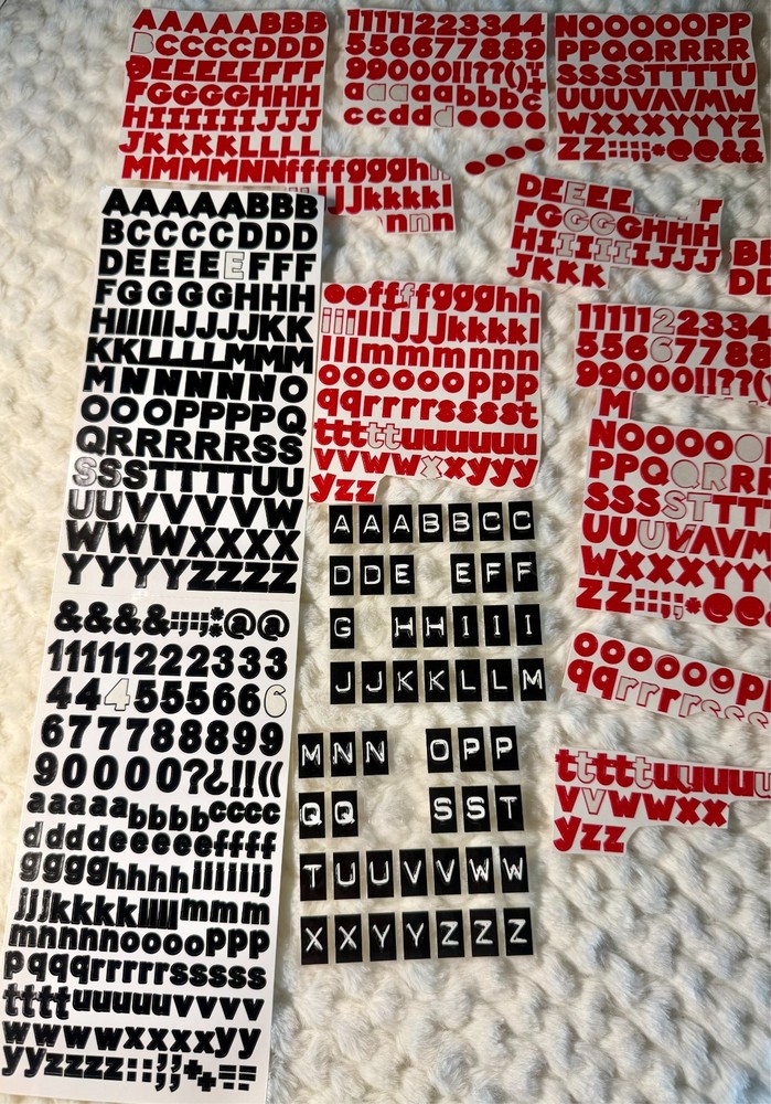 Assorted Alphabet Letter Stickers (3 different types) Red & Black