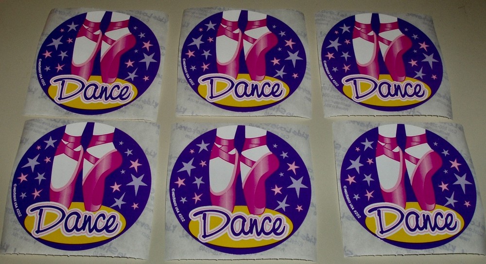 6 ct. DANCE 2.5” x 2.5″ Party Favor Stickers