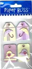 Vintage Spring Shower Hat Pink Lavender Green Mini Tags Paper Bliss Stickers
