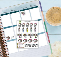 Time for the Dentist Teeth Care Hand Drawn Planner Stickers Organizer Journal