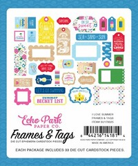 1 Pack of Echo Park Paper I LOVE SUMMER Frames & Tags Ephemera Pieces SU178025