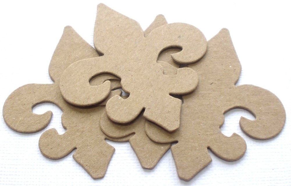 {4} *MINI FLEUR DE LIS* Flourish Accent Chipboard Die Cuts – 2 1/4″ x 2 1/2