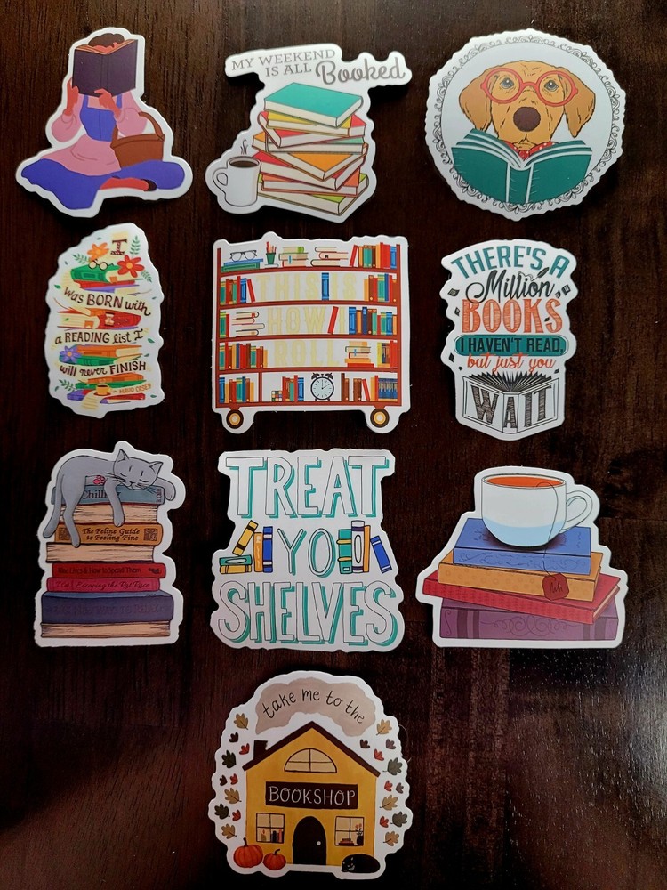 STICKERS x 10 Books Positive Treat Yo Shelves Take me to the bookshop FEBC9