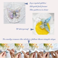 Holographic Butterfly Stickers Bulk – 160Pcs Crystal Glitter Transparent 3D5933