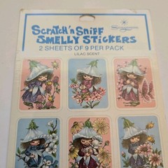 Vintage 1984 Sangamon VICTORIA PLUM Scratch and Sniff Smelly Stickers LILAC pack