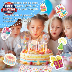 300PCS Happy Birthday Stickers, Birthday Stickers for Kids and Adults, Birthday
