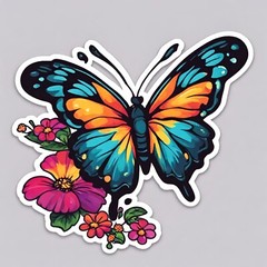 Colourful Butterfly Sticker 3×3” ~