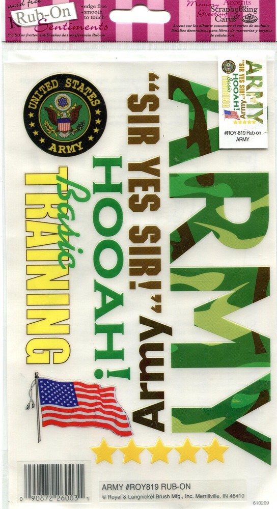 Army Rub-on scrapbook, 5″ x 9″, Royal Brush