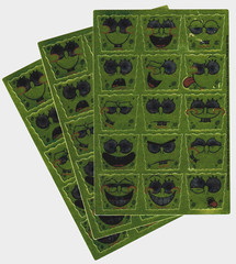 3 Sheets SPONGEBOB Squarepants FUNNY FACE Shiny Scrapbook Stickers!