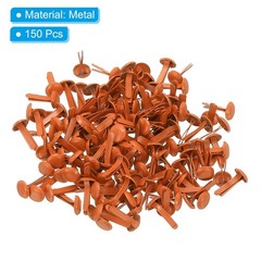 Brads for Paper Crafts, 150 Pcs Orange Metal Round Paper Fasteners, 13 mm