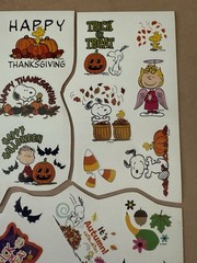 Charles Schulz Peanuts Snoopy Halloween Thanksgiving Sticker Sheet Large Format