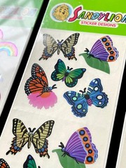 6 Vintage Sandylion Prismatic SEALED Holographic Rainbows Butterflies Stickers