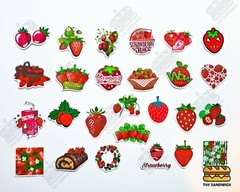 50 pcs «Strawberry» Sticker Pack Kawaii Fruit Chocolate Dessert Strawberry Cake