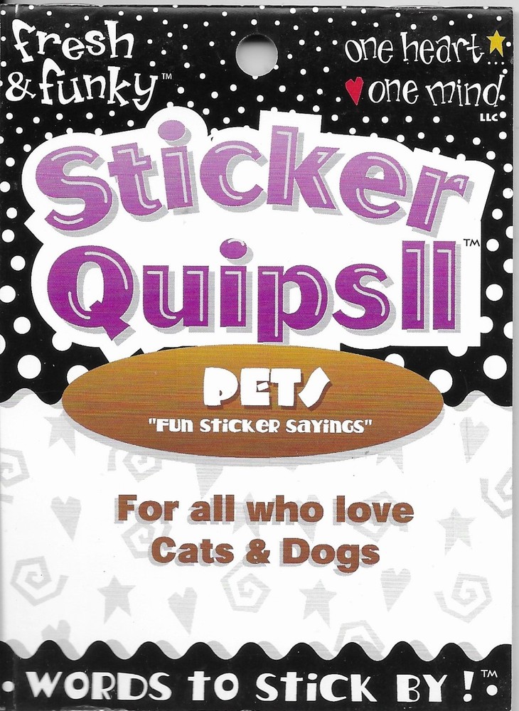 Pets Family Pet Cat Kitten Kitty Dog Puppy Woof Meow Titles Sticker Quips Book