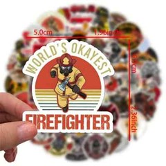 50pc FIREFIGHTER STICKERS, GREAT SET, Laptop-Water Bottle-Phone-Car-Truck-Etc.