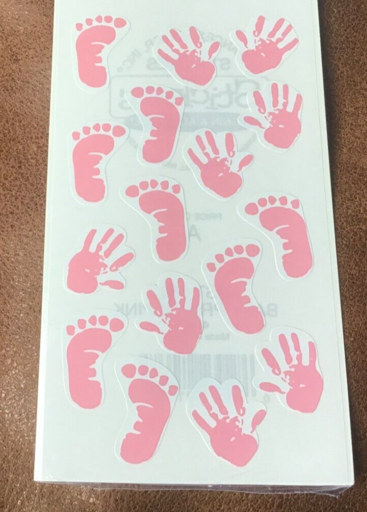 FRANCES MEYER STICKER SHEET ~ BABY GIRL HAND PRINTS FOOTPRINTS RETIRED *