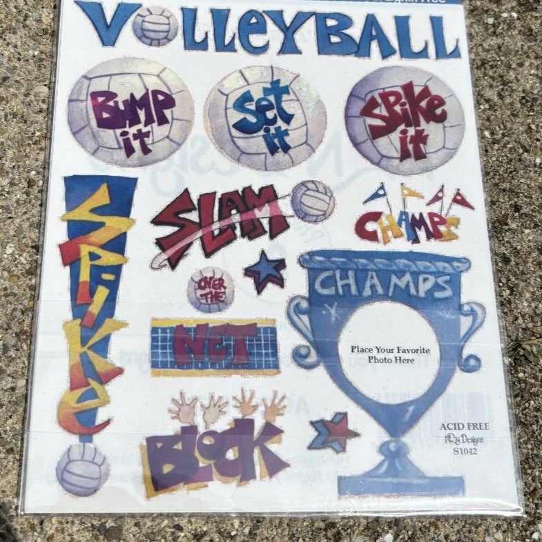 LARGE 4 X 6″ NRN STICKERS: VOLLEYBALL SPORTS BALLS TROPHY SPIKE BLOCK