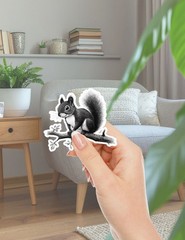 Black and White Squirrel Vinyl Stickers Set Scrapbooking Laptop Waterbottle