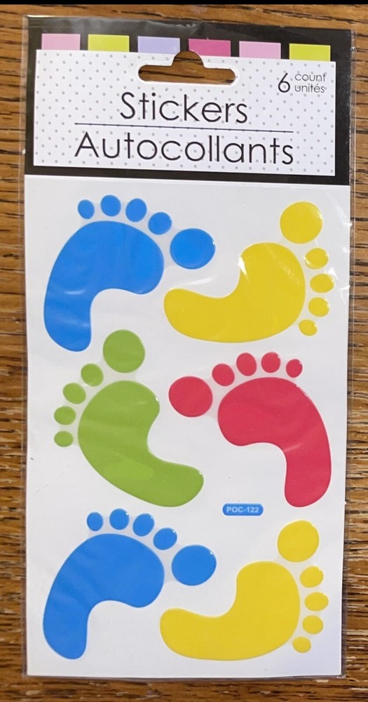 Special Moments Colorful Footprints Feet W/ Toes Card Making Scrapbook Stickers