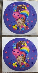 VINTAGE 80’S LISA FRANK GLOSSY BEAR ON RAINBOW ICE CREAM STICKER LOT OF 2