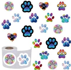 100 Paw Prints ASSORTED 1″ ENVELOPE LABELS SEALS Dog Cat Pets Animals