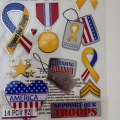 Sticko Military Support The Troops Stickers Patriotic USA Scrapbooking 14 Pc