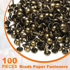 100pcs Brads Paper Fastener 12mmx20mm Metal Split Pin for Paper Craft Bronze