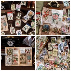 300 Pcs Vintage Washi Stickers Botanical Flower Butterfly Junk Journal Scrapbook