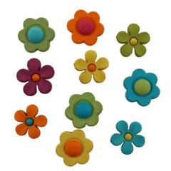 Buttons Galore 50+ Assorted FLOWER POWER Theme Buttons Set for Sewing & Crafts