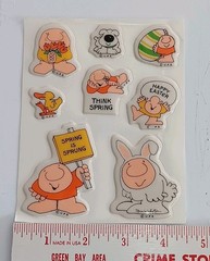 Unused Vintage ZIGGY Puffy Stickers Sheet U.P.S. Tom Wilson Happy Spring Easter