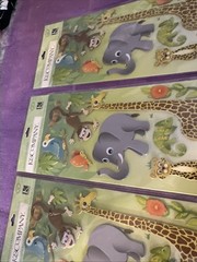 K & Company Adhesive Shipboard Stickers Featuring A Safari Theme 4 Sheets New